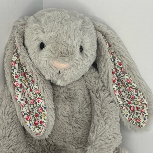 Jellycat London Silver Blossom Bunny Gray Soft Medium 12” HTF Plush - Picture 4 of 16